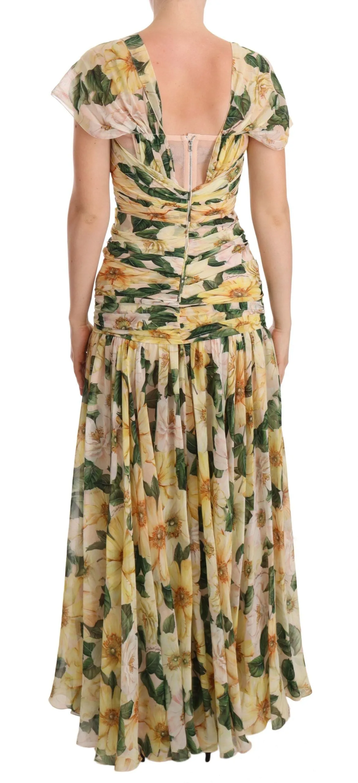 Floral Elegance Silk Pleated Maxi Dress sold by Louxly product image thumbnail 3