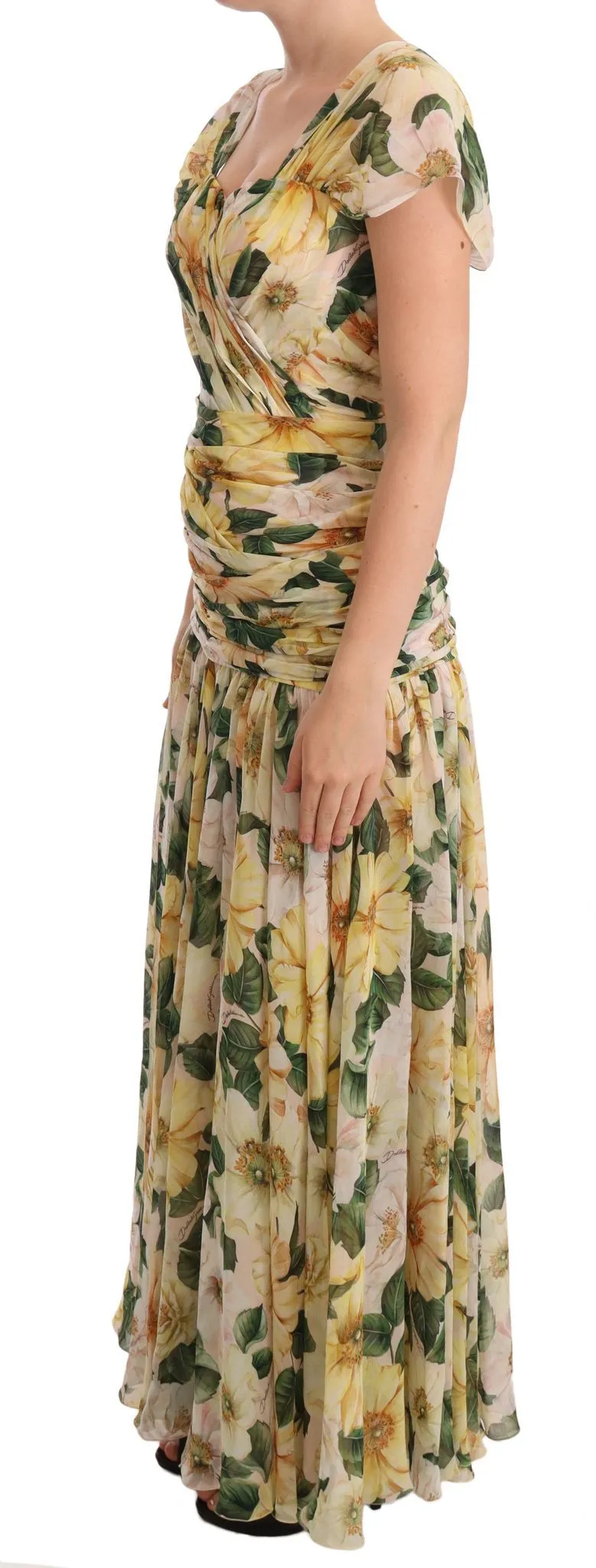 Floral Elegance Silk Pleated Maxi Dress sold by Louxly product image thumbnail 4