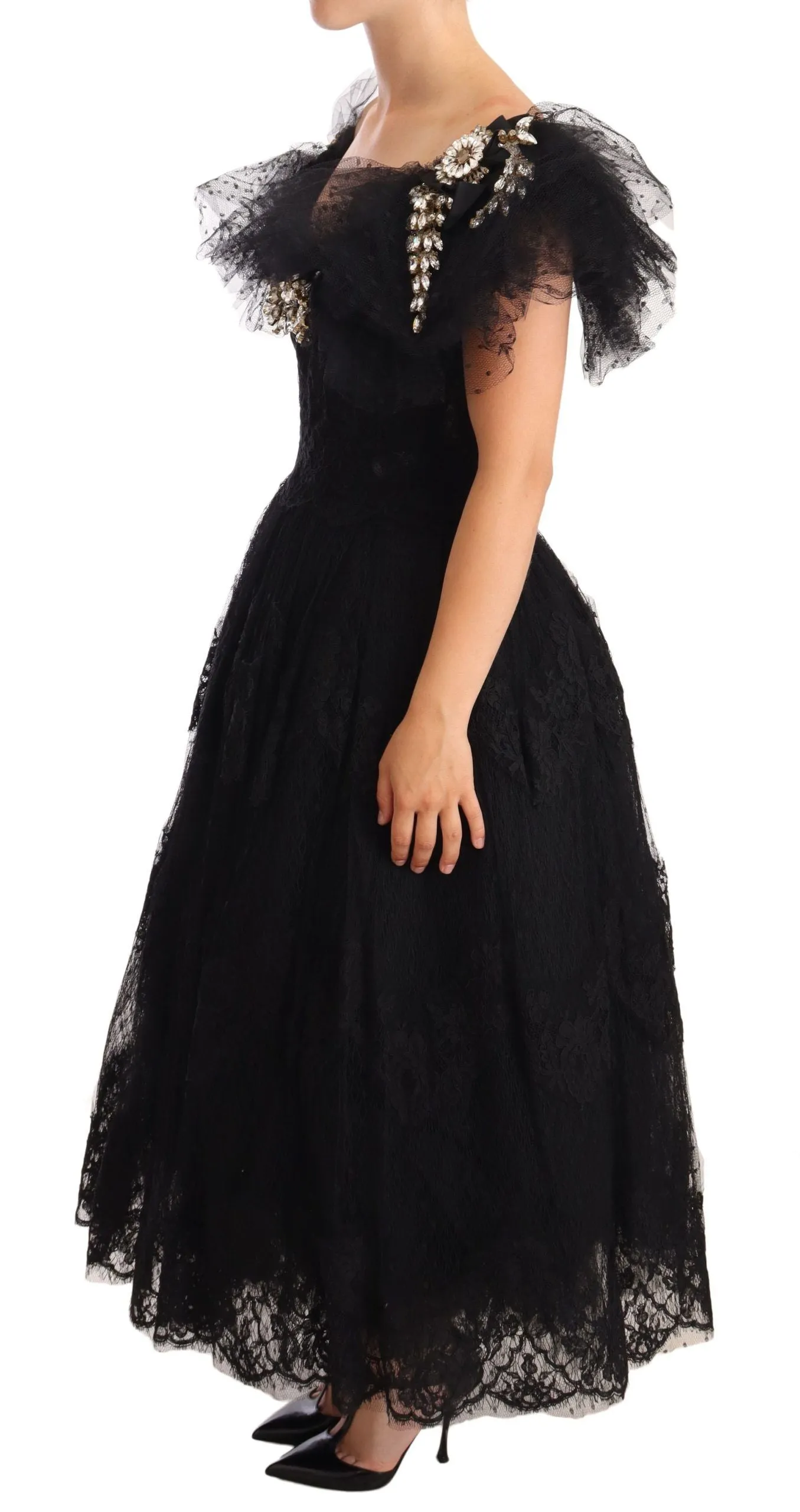 Crystal Embellished Black Ball Gown Dress sold by Louxly product image thumbnail 4