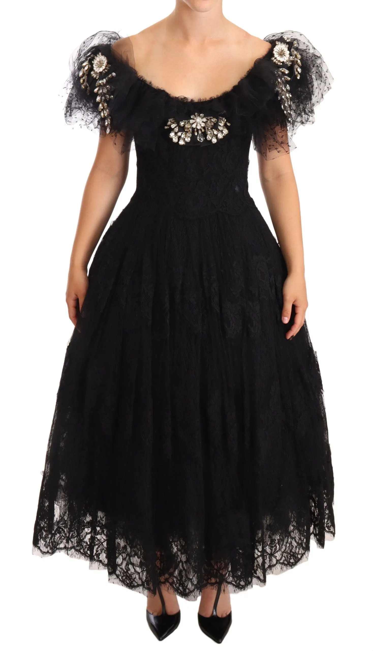 Crystal Embellished Black Ball Gown Dress sold by Louxly product image thumbnail 5