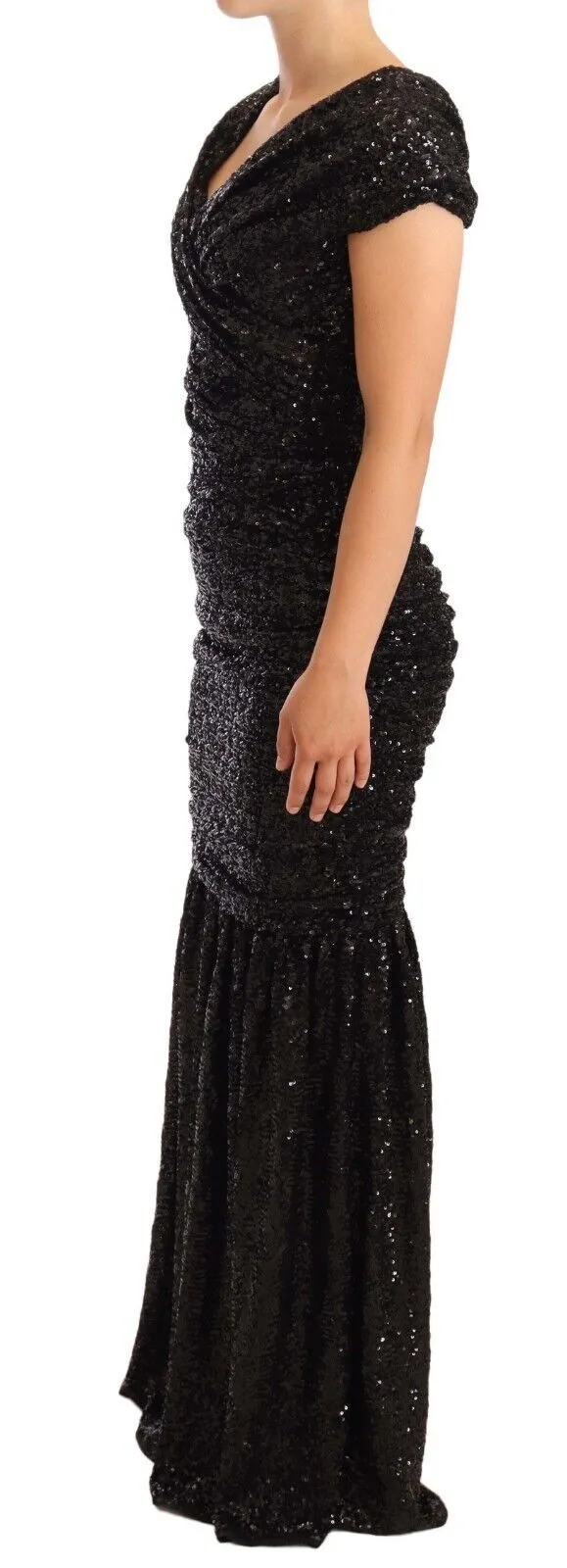 Elegant Black Sequined Open Shoulder Gown sold by Louxly product image thumbnail 4