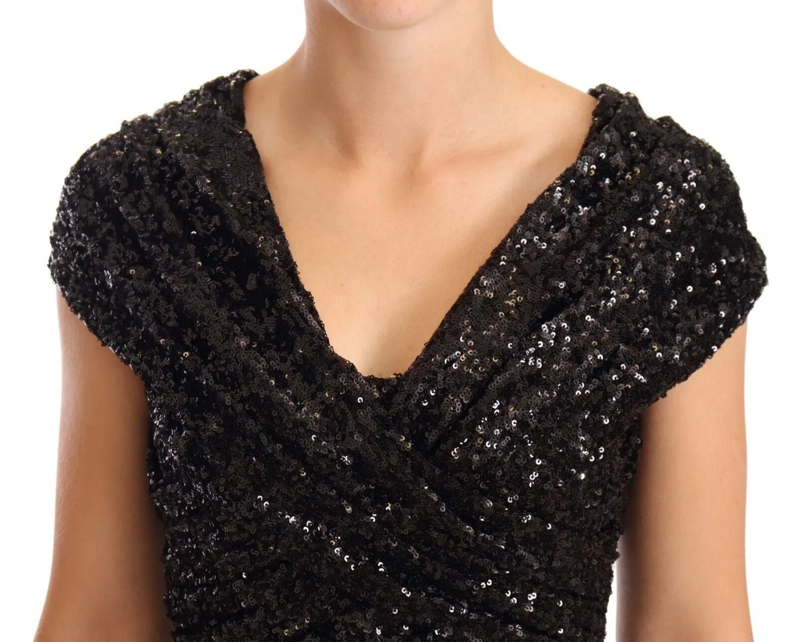 Elegant Black Sequined Open Shoulder Gown sold by Louxly product image thumbnail 2