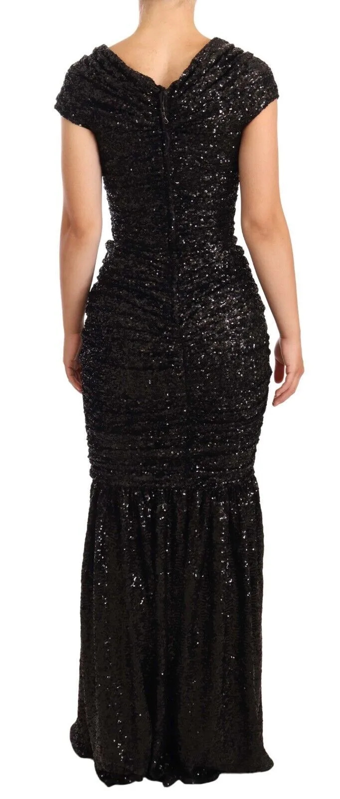 Elegant Black Sequined Open Shoulder Gown sold by Louxly product image thumbnail 3