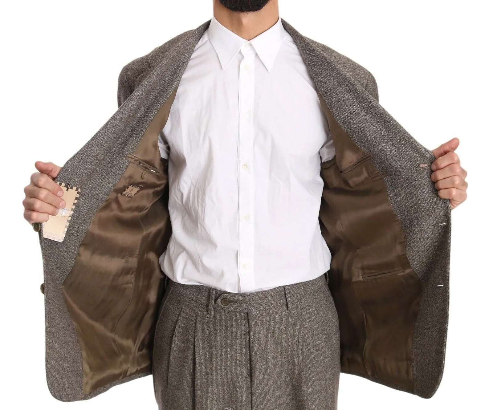 Elegant Light Brown Wool Men's Suit sold by Louxly product image thumbnail 5