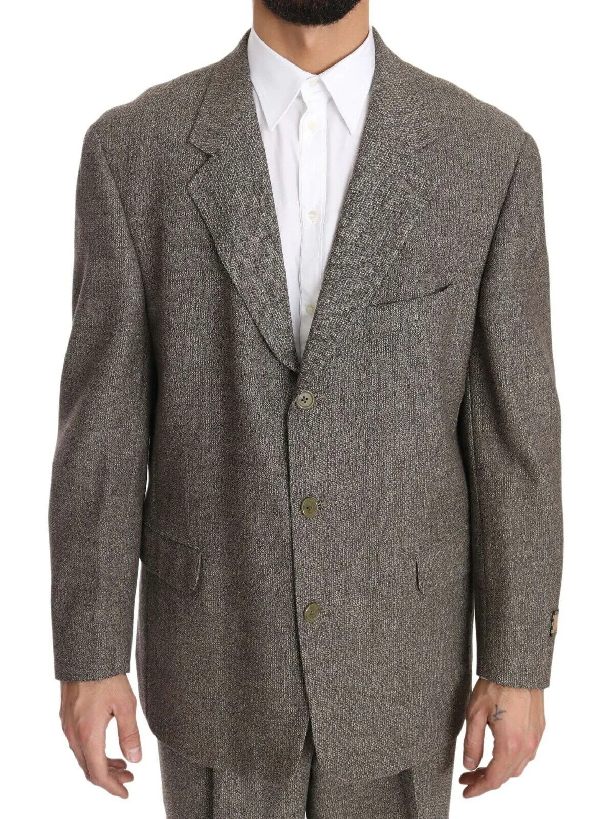 Elegant Light Brown Wool Men's Suit sold by Louxly product image thumbnail 4