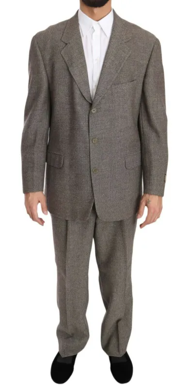 Elegant Light Brown Wool Men's Suit made by Fendi
