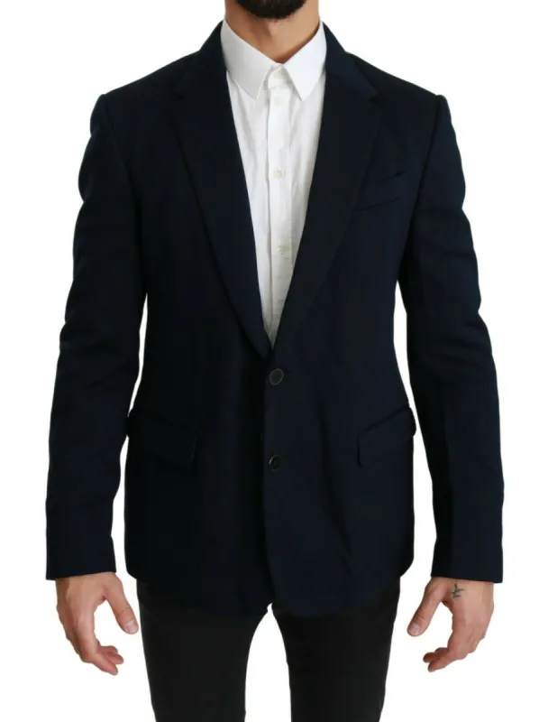 Elegant Slim Fit Dark Blue Men's Blazer sold by Louxly