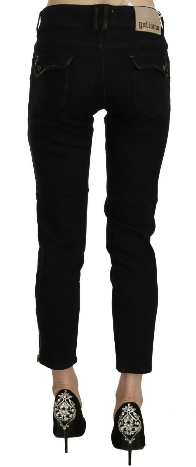 Chic Black Mid Waist Slim Cropped Jeans sold by Louxly product image thumbnail 4