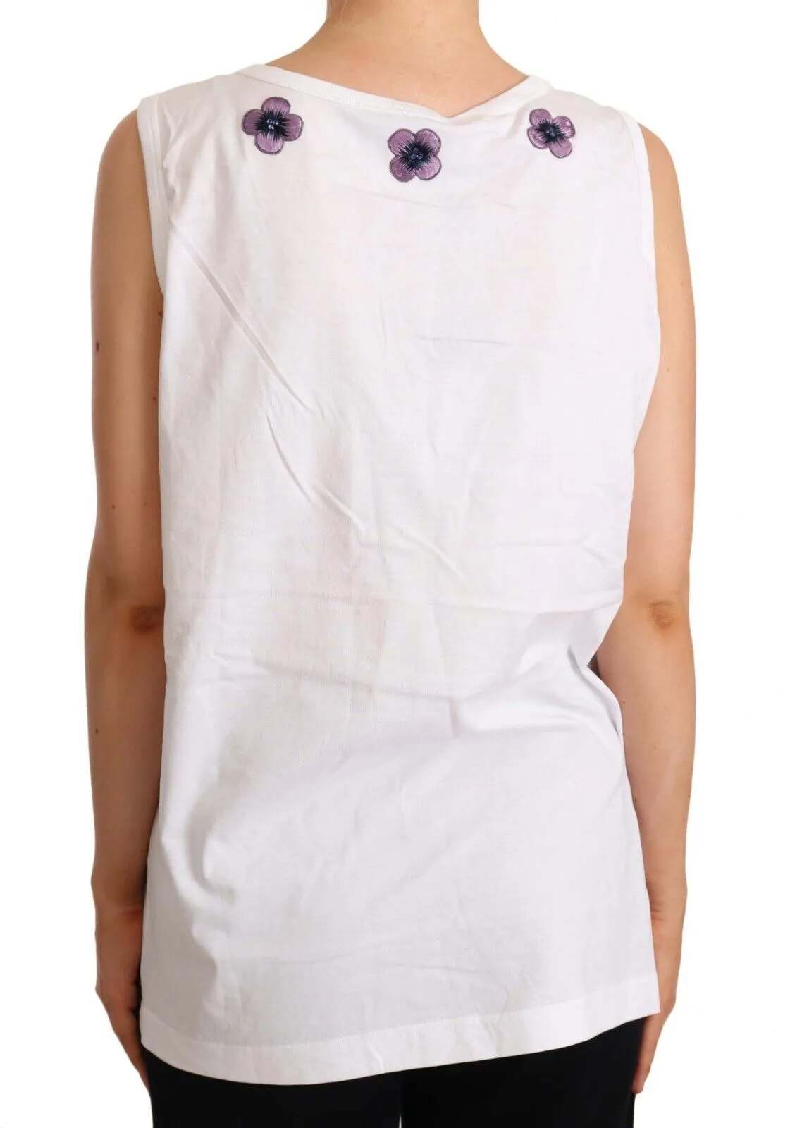 Floral Trim Logo Tank Top in White sold by Louxly product image thumbnail 3