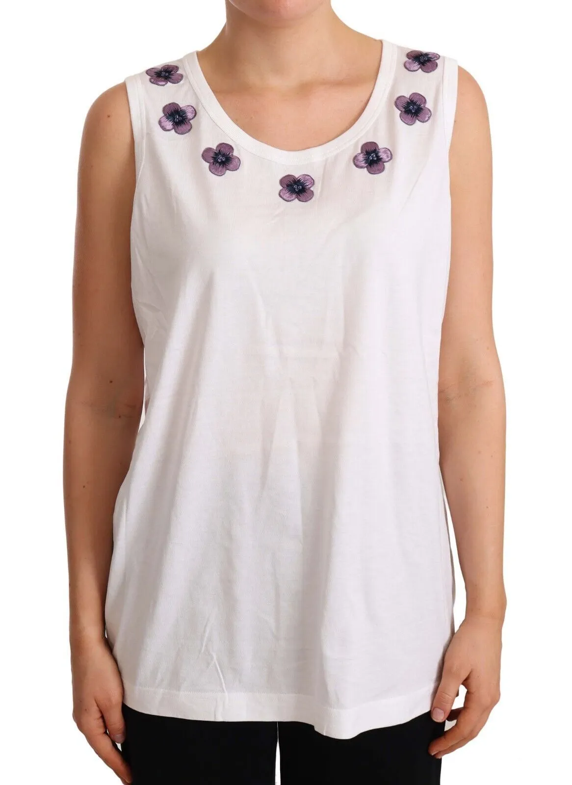 Floral Trim Logo Tank Top in White sold by Louxly