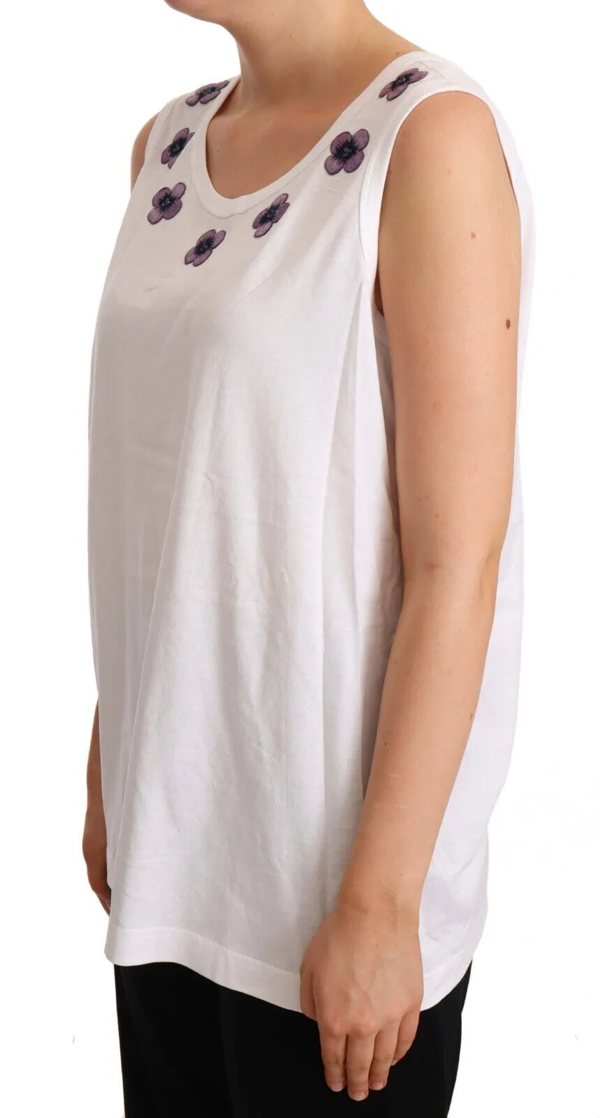 Floral Trim Logo Tank Top in White sold by Louxly product image thumbnail 2