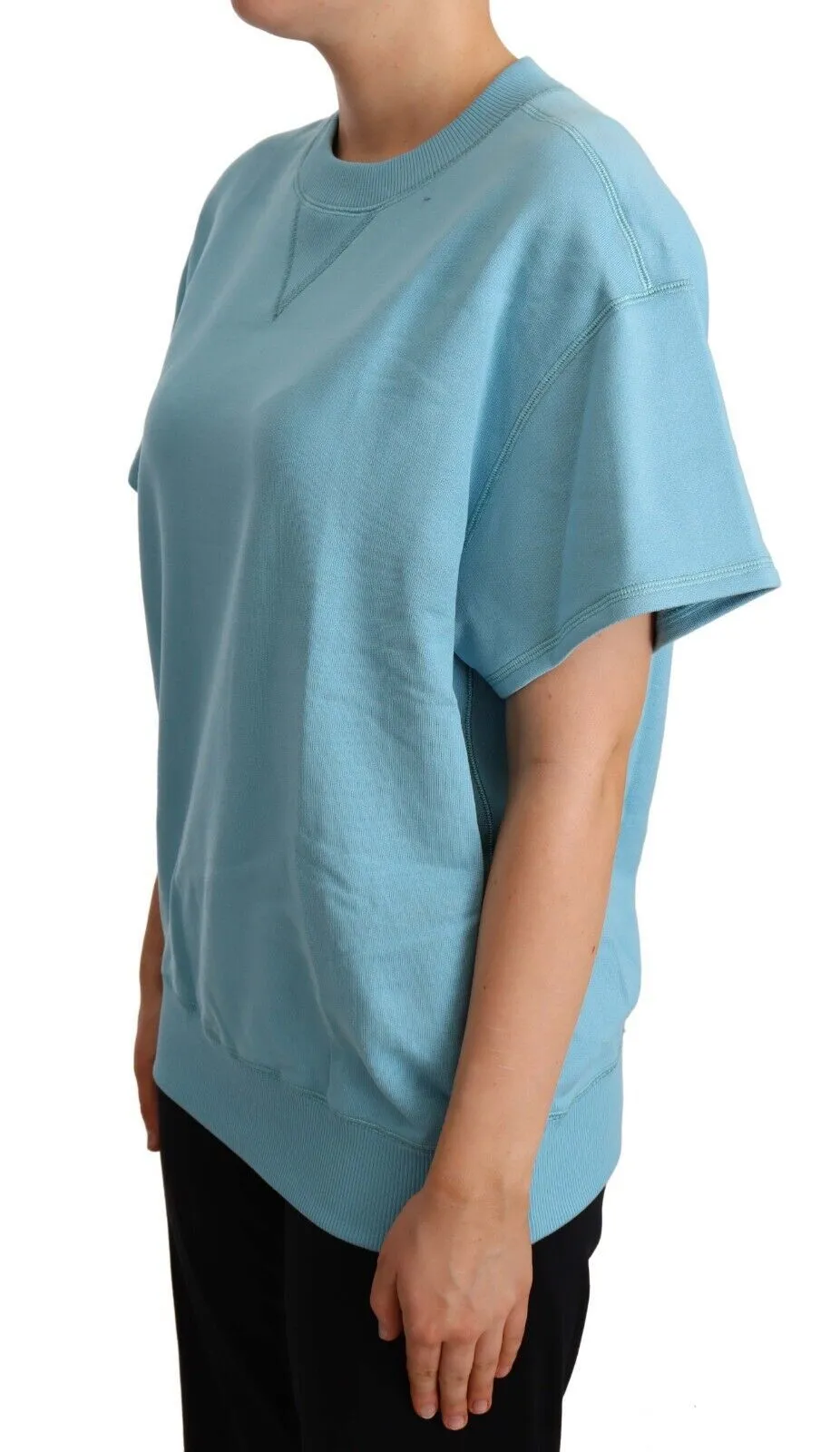 Elegant Blue Crew Neck Cotton Top sold by Louxly product image thumbnail 2