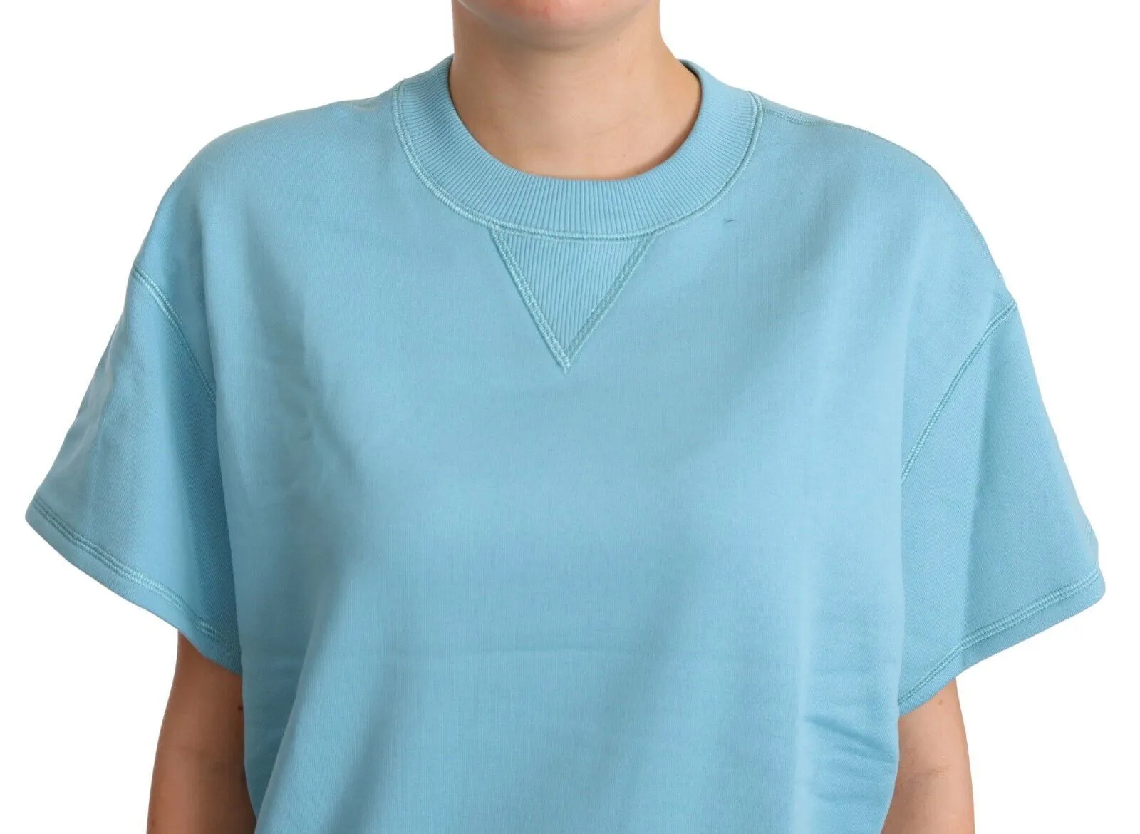 Elegant Blue Crew Neck Cotton Top sold by Louxly product image thumbnail 4
