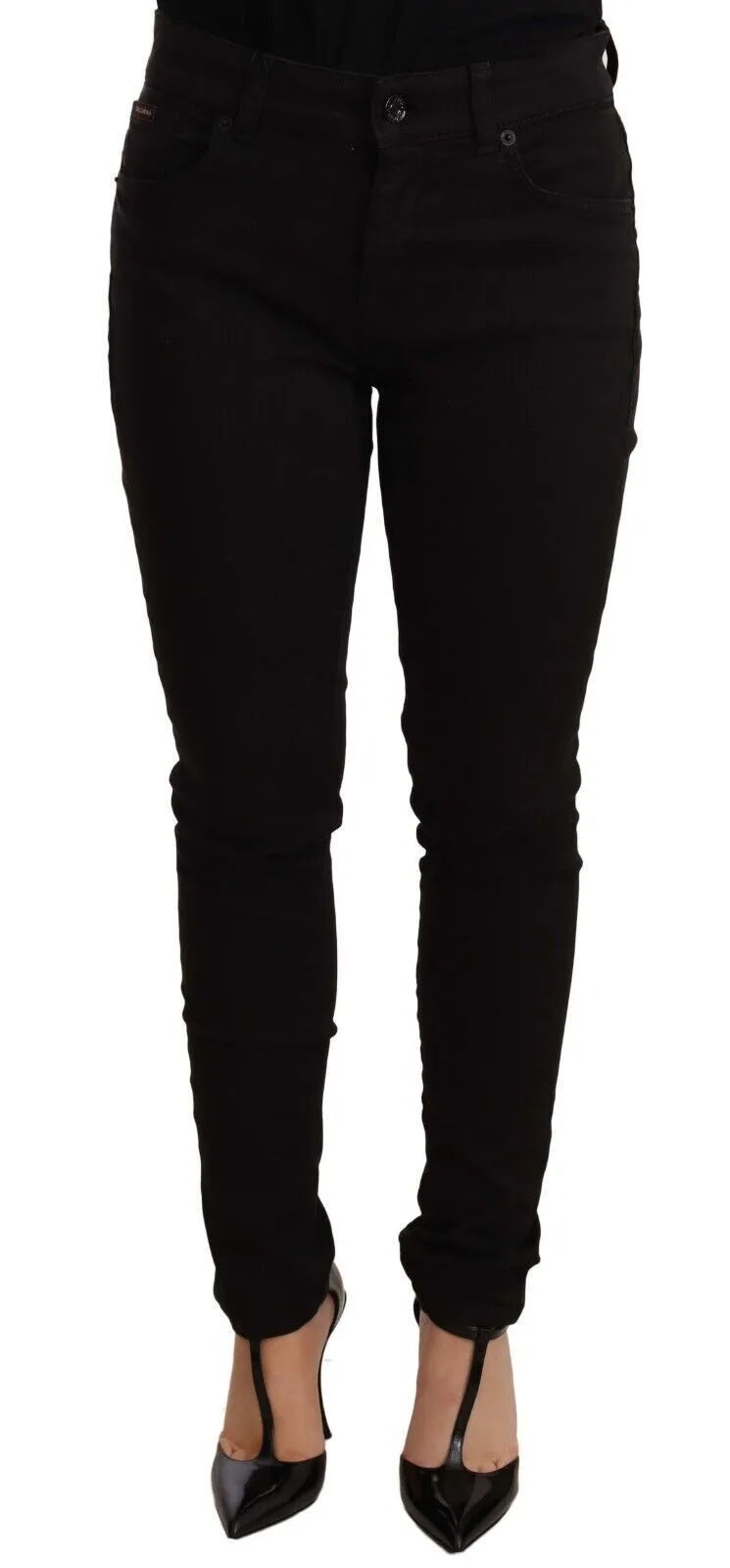 Chic Black Mid-Waist Skinny Denim Jeans sold by Louxly