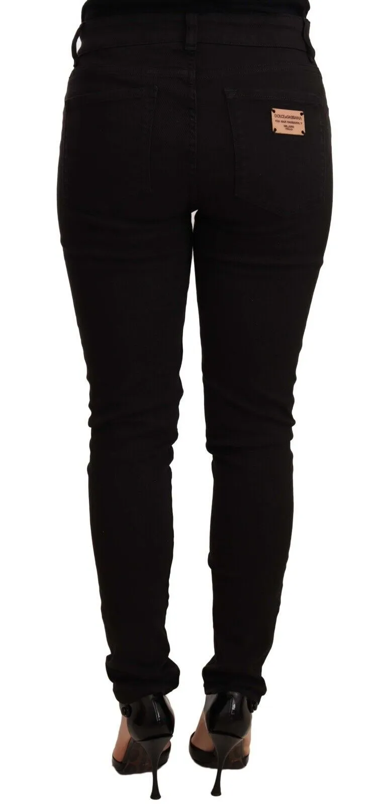 Chic Black Mid-Waist Skinny Denim Jeans sold by Louxly product image thumbnail 2