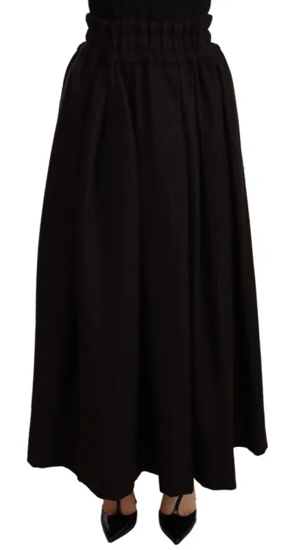 Elegant High Waist Maxi A-line Wool Skirt sold by Louxly