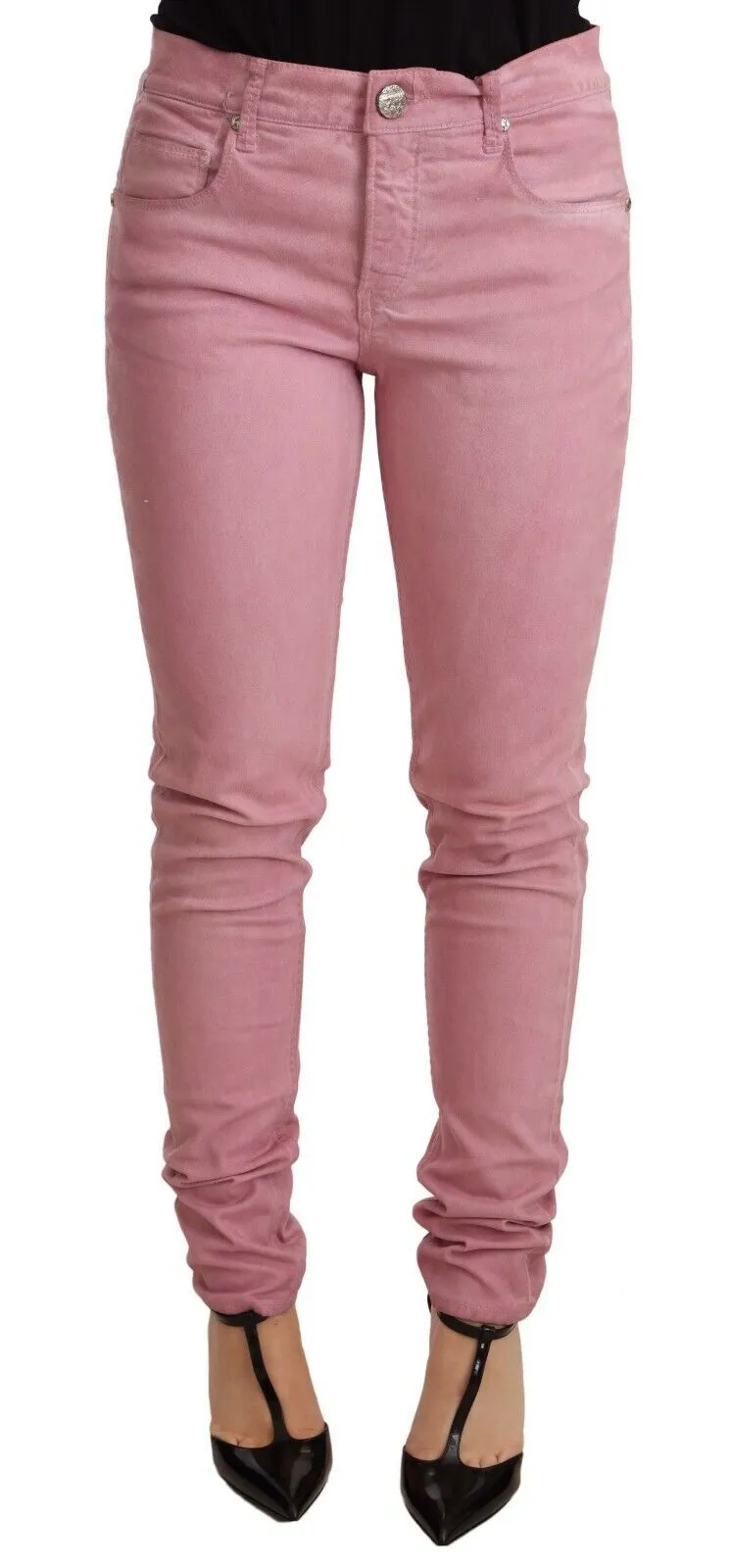 Elegant Slim Fit Pink Denim Jeans sold by Louxly