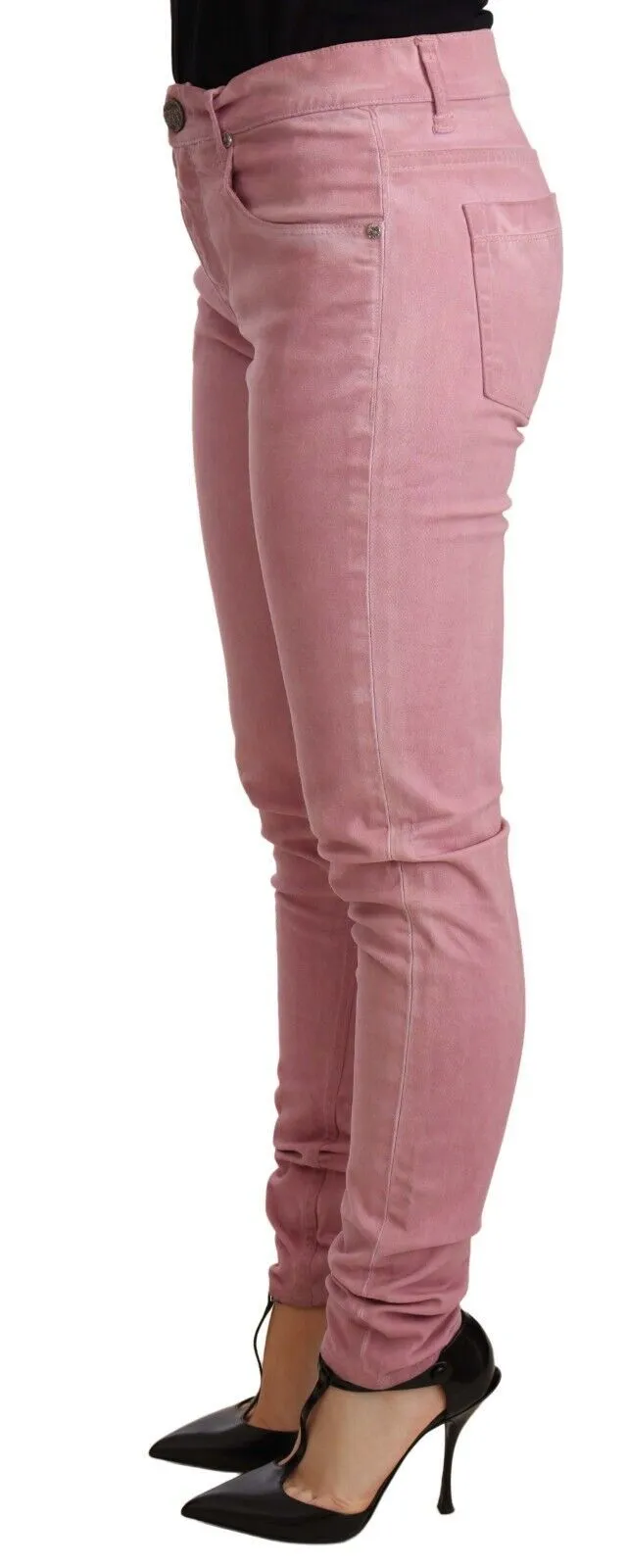Elegant Slim Fit Pink Denim Jeans sold by Louxly product image thumbnail 2
