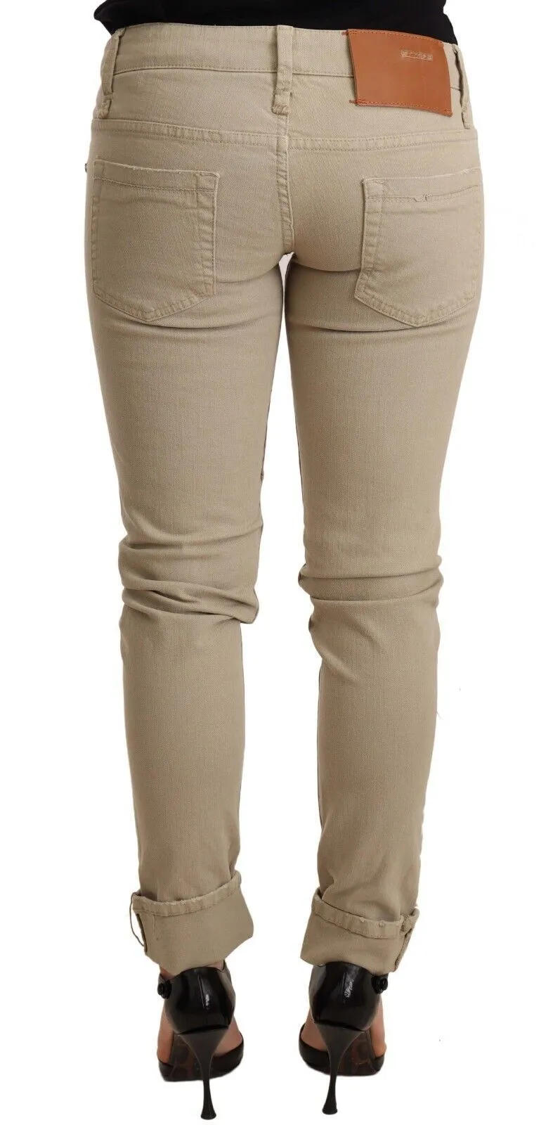 Beige Cotton Slim Fit Chic Jeans sold by Louxly product image thumbnail 3