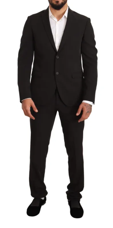 Elegant Black Slim Fit Two-Piece Suit sold by Louxly