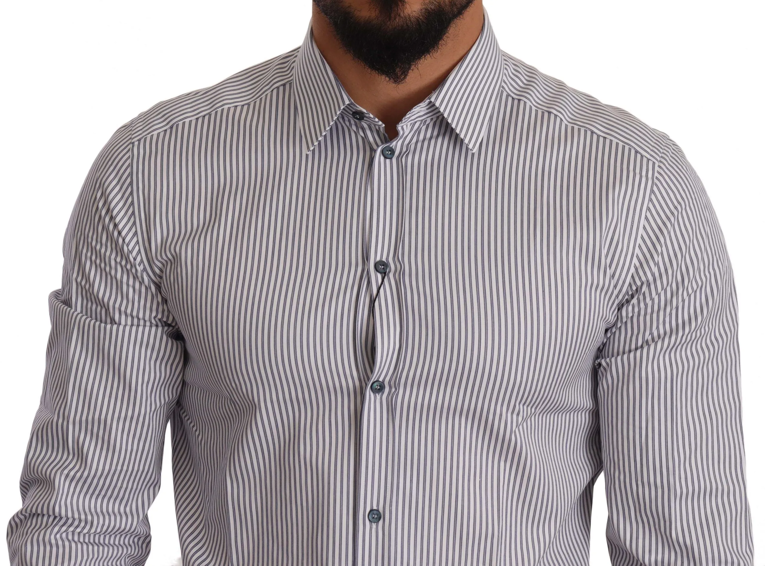 Elegant Slim Fit Striped Cotton Shirt sold by Louxly product image thumbnail 4