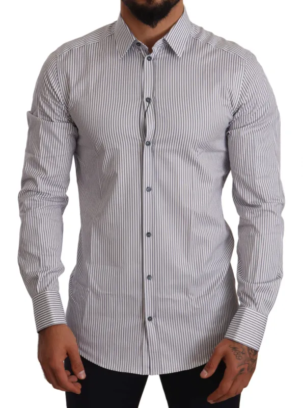 Elegant Slim Fit Striped Cotton Shirt sold by Louxly