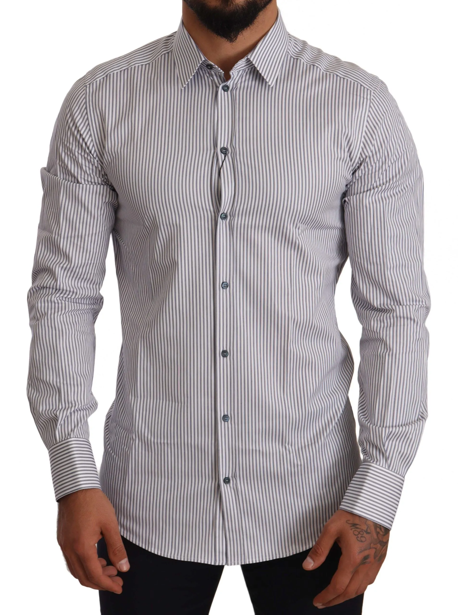 Elegant Slim Fit Striped Cotton Shirt sold by Louxly