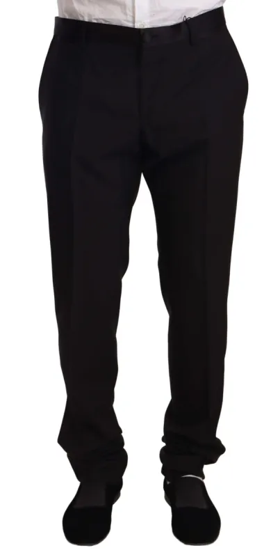 Elegant Black Skinny Tuxedo Trousers sold by Louxly