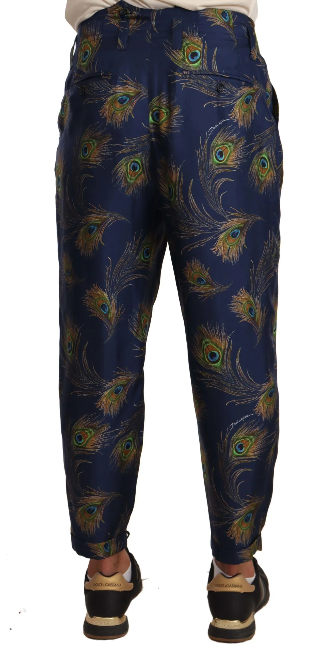 Exquisite Peacock Print Silk Trousers sold by Louxly product image thumbnail 4