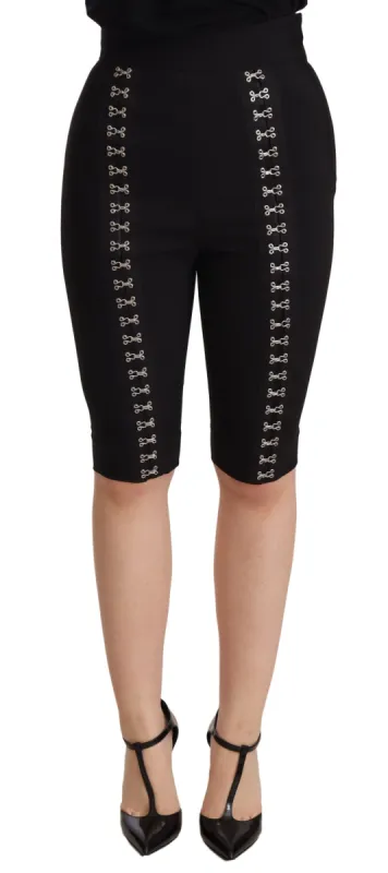 Elegant High Waist Black Wool Shorts sold by Louxly
