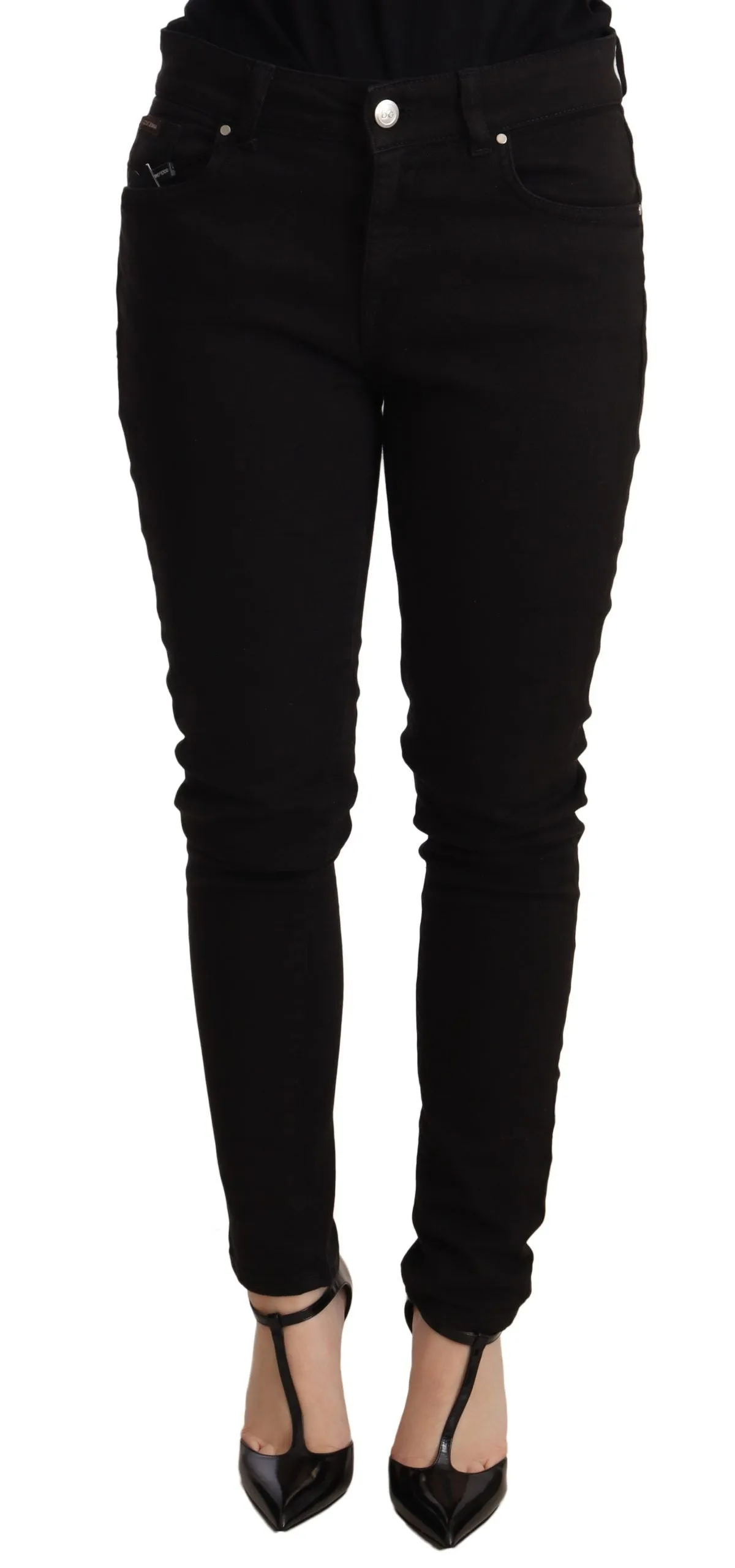 Elegant Slim-Fit Black Denim Jeans sold by Louxly
