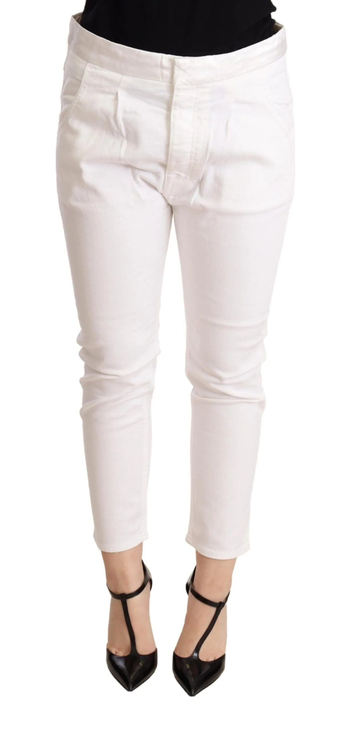 Elegant Slim Fit White Skinny Pants sold by Louxly