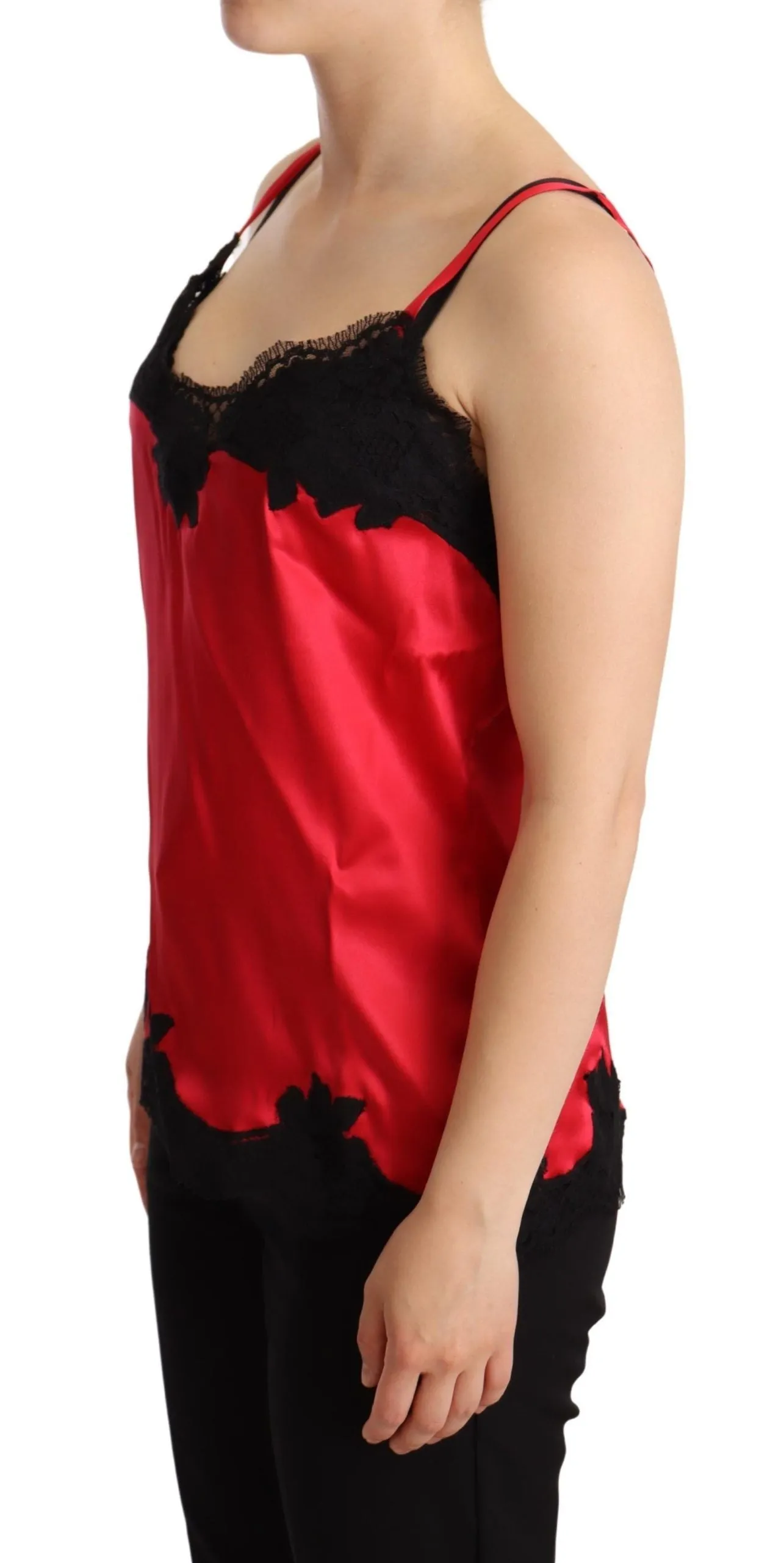 Enchanting Red Silk Blend Lace Camisole sold by Louxly product image thumbnail 2
