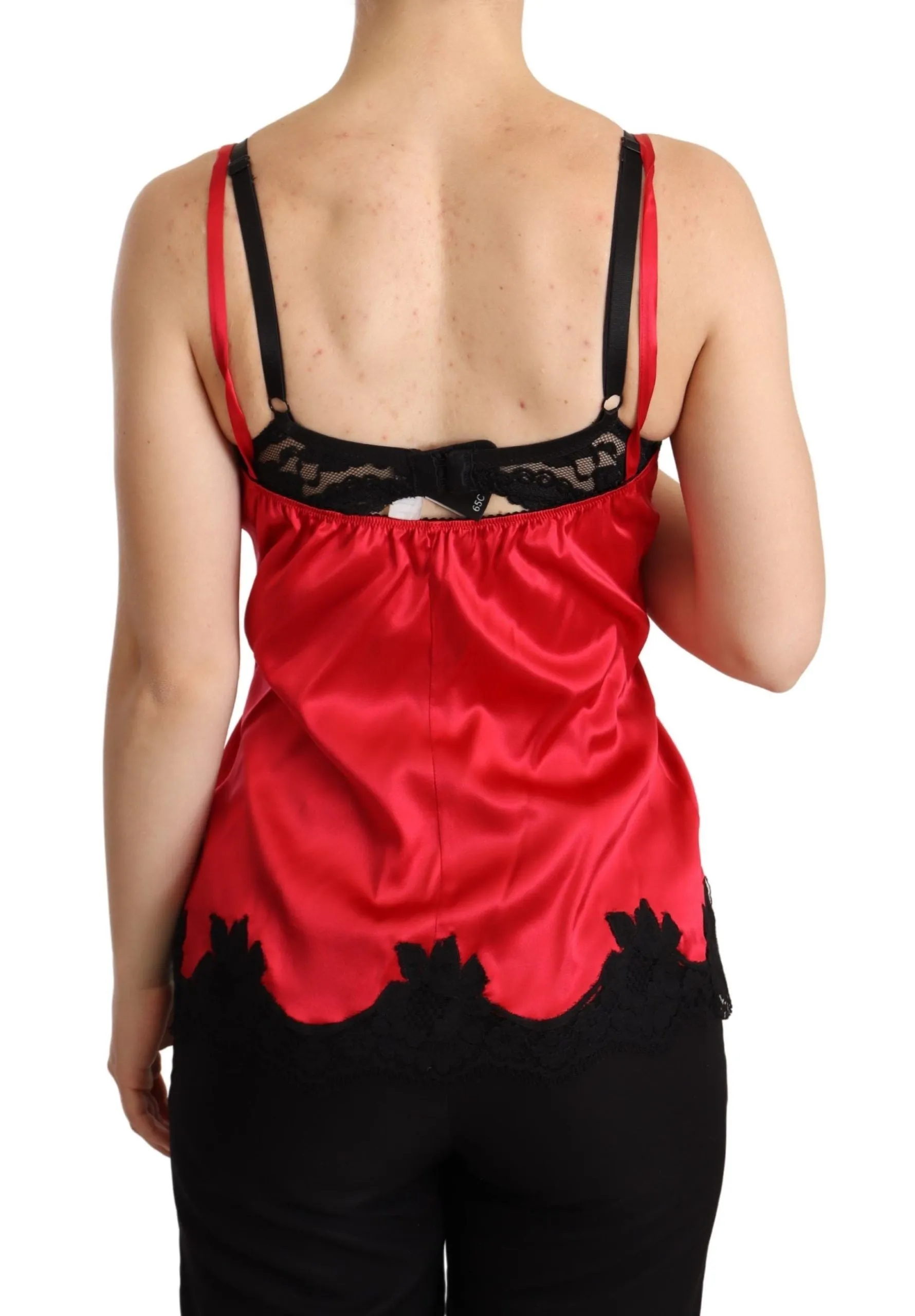 Enchanting Red Silk Blend Lace Camisole sold by Louxly product image thumbnail 3