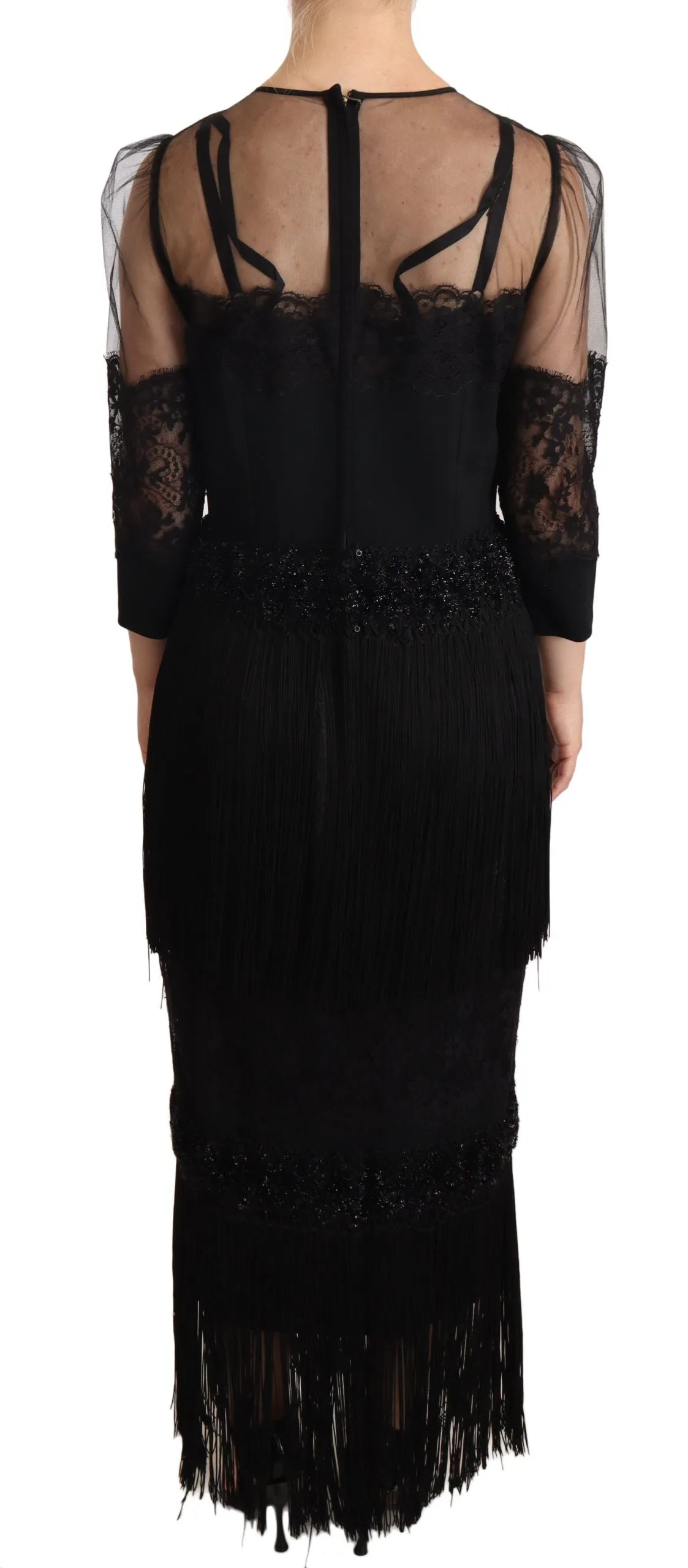 Elegant Lace Midi Dress in Black sold by Louxly product image thumbnail 3