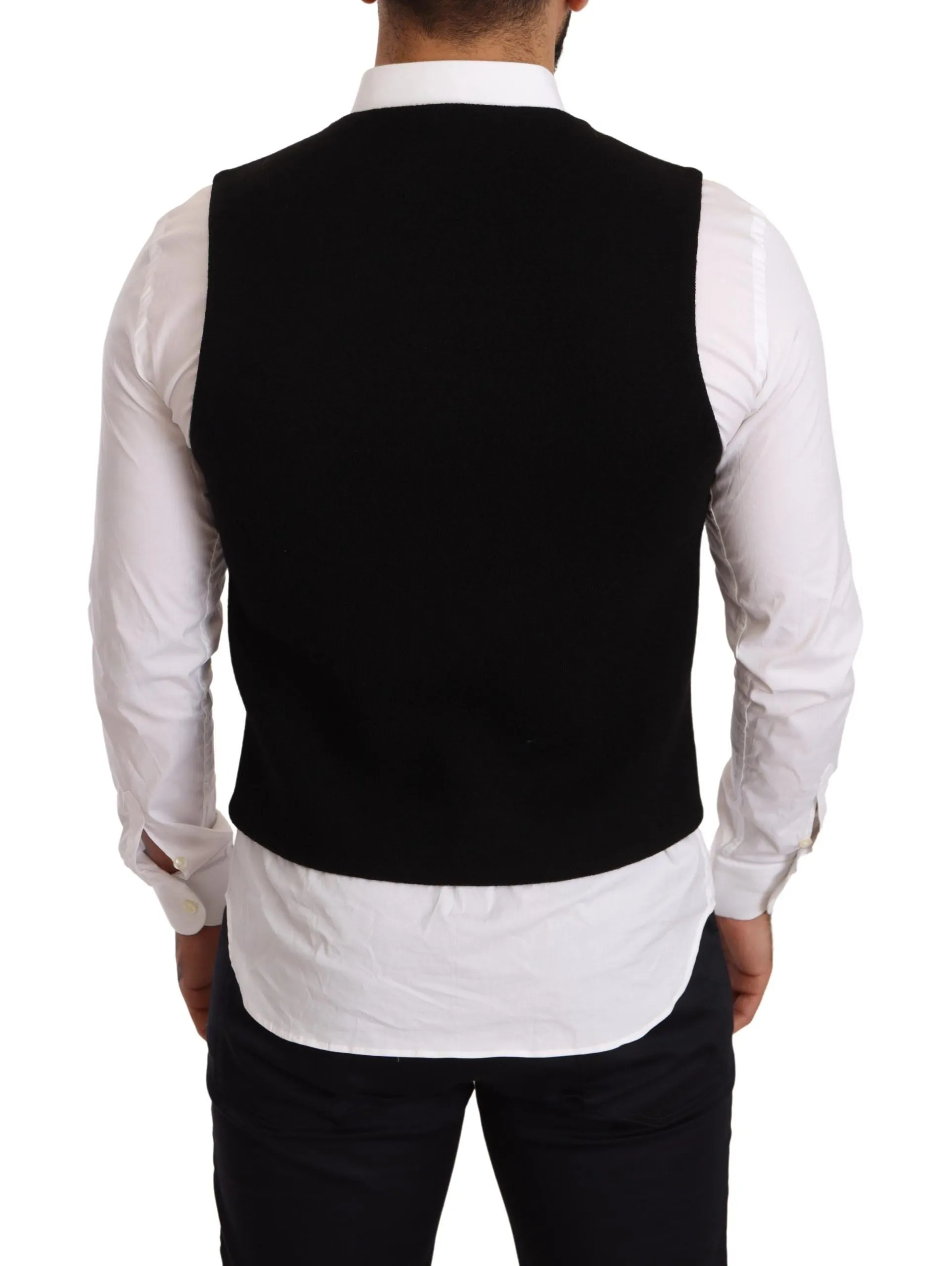 Elegant Black Cotton Formal Dress Vest sold by Louxly product image thumbnail 3