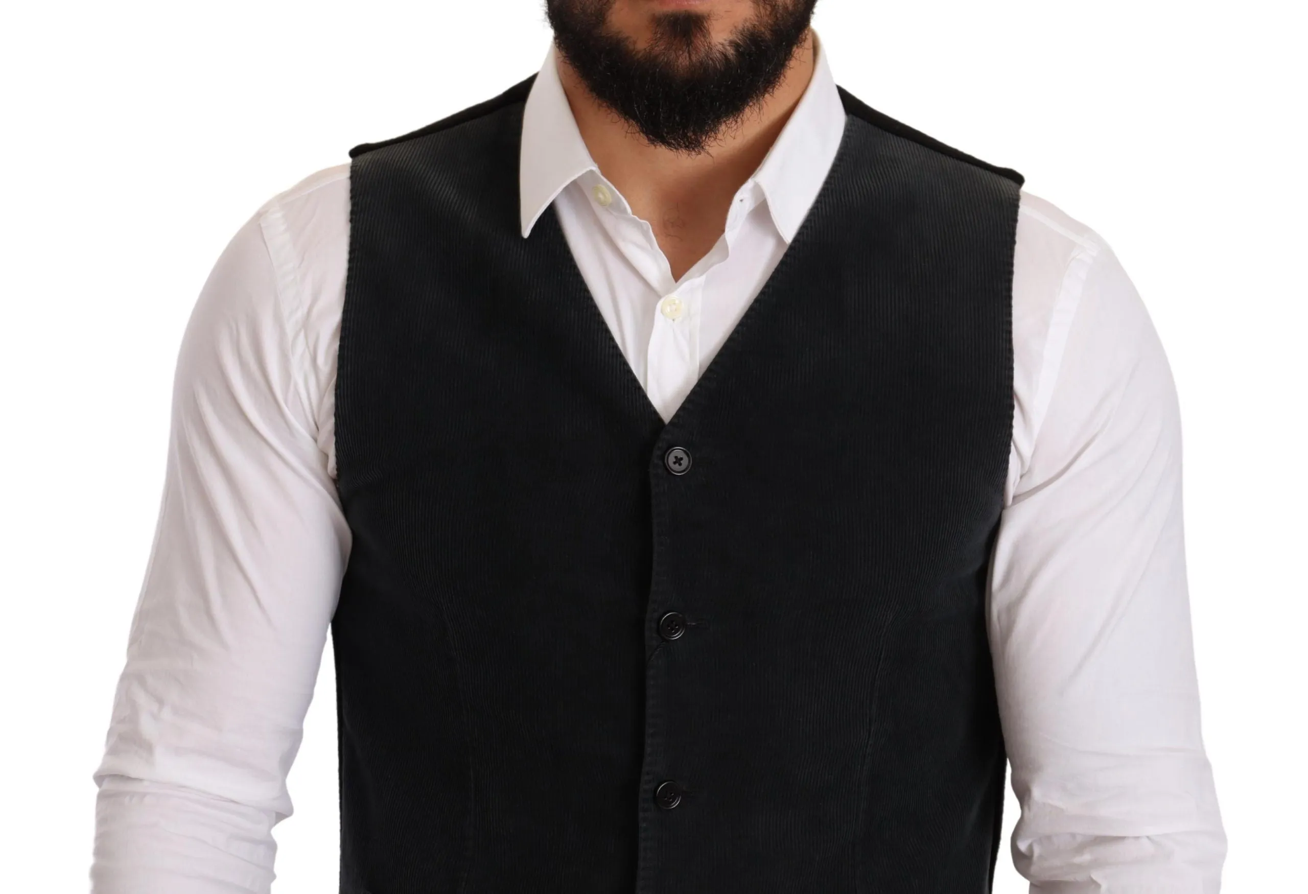 Elegant Black Cotton Formal Dress Vest sold by Louxly product image thumbnail 4