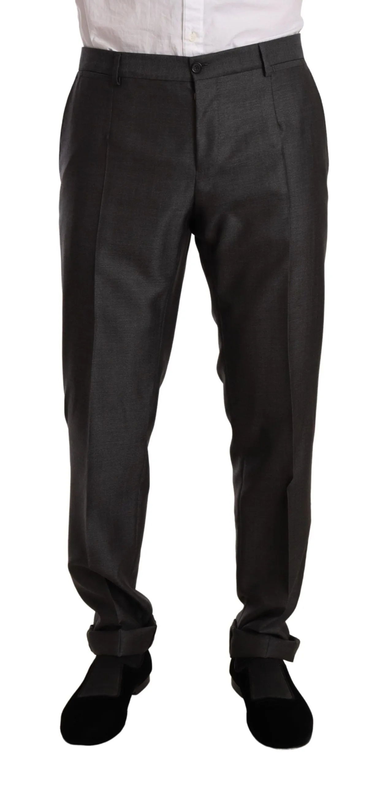 Elegant Gray Martini Slim Fit Silk-Wool Suit sold by Louxly product image thumbnail 5