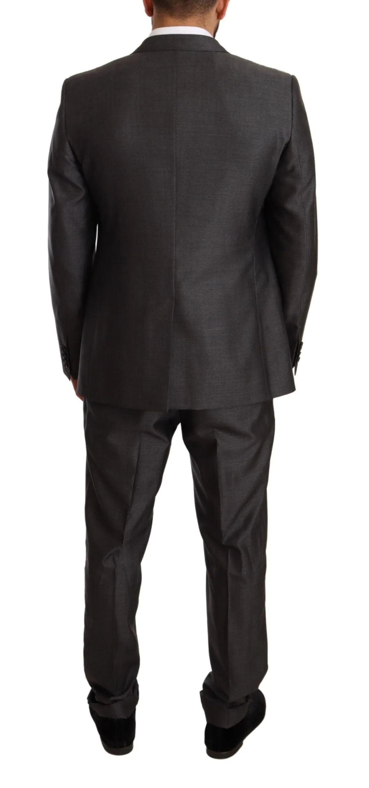 Elegant Gray Martini Slim Fit Silk-Wool Suit sold by Louxly product image thumbnail 2