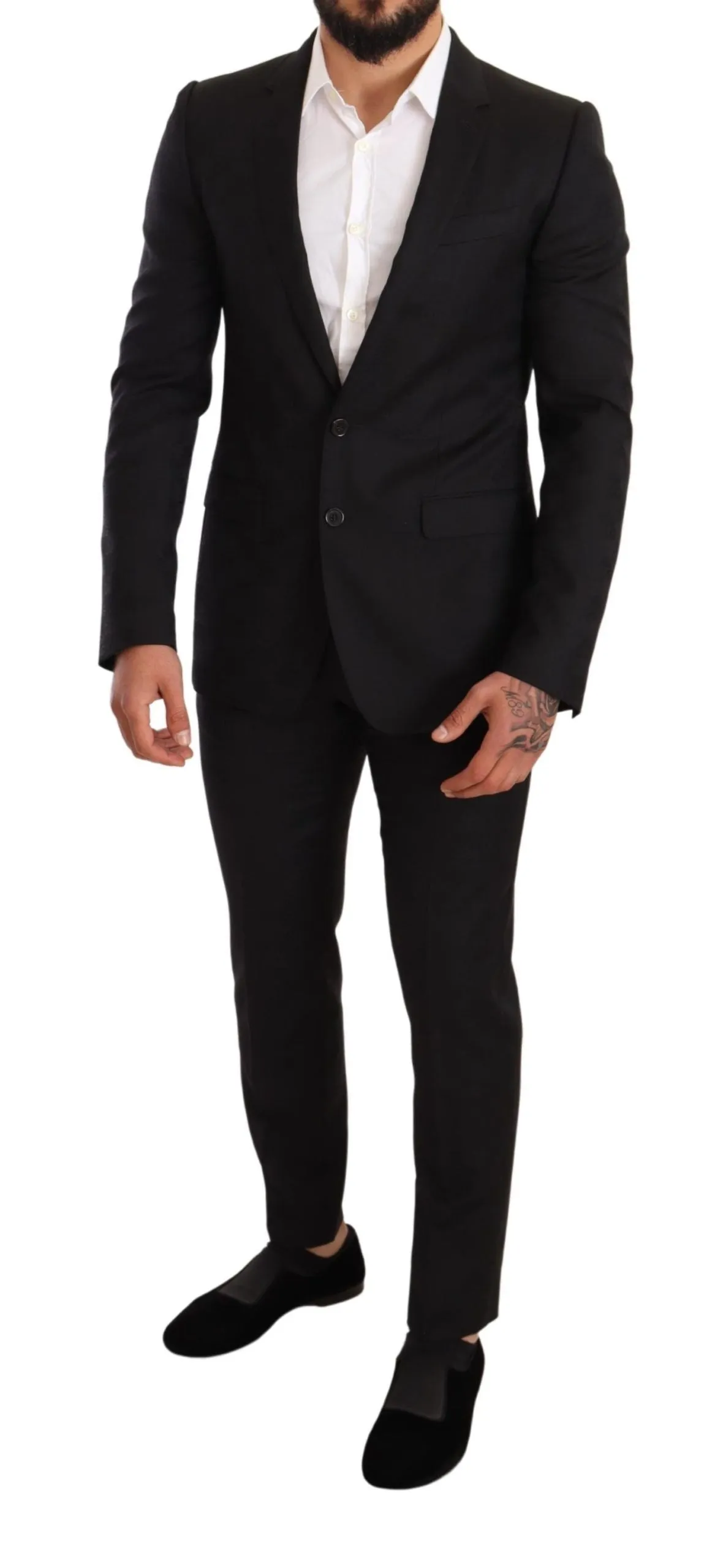 Elegant Martini Black Wool Suit sold by Louxly product image thumbnail 5