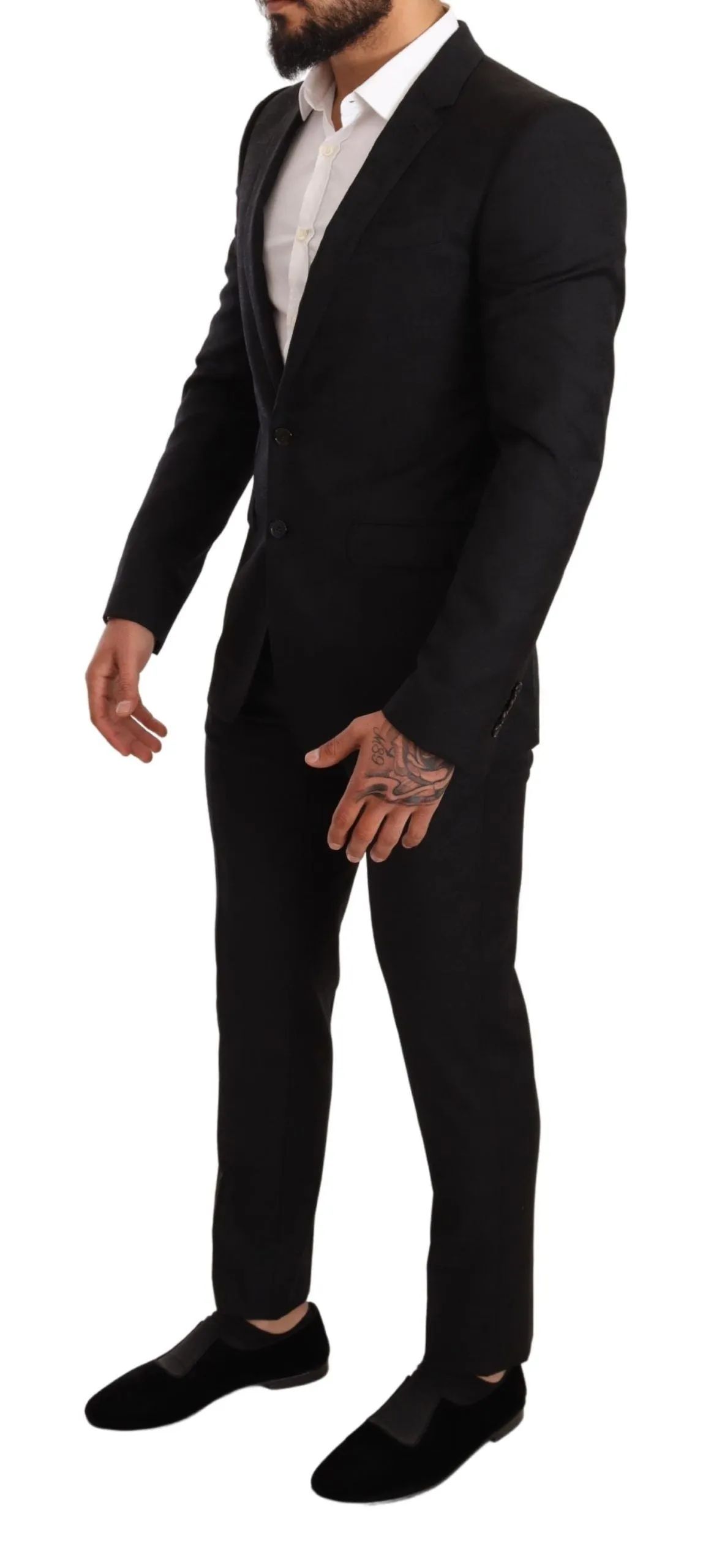 Elegant Martini Black Wool Suit sold by Louxly product image thumbnail 2
