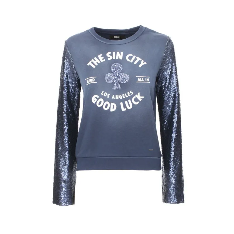 Chic Blue Crewneck Long Sleeve Sweatshirt sold by Louxly