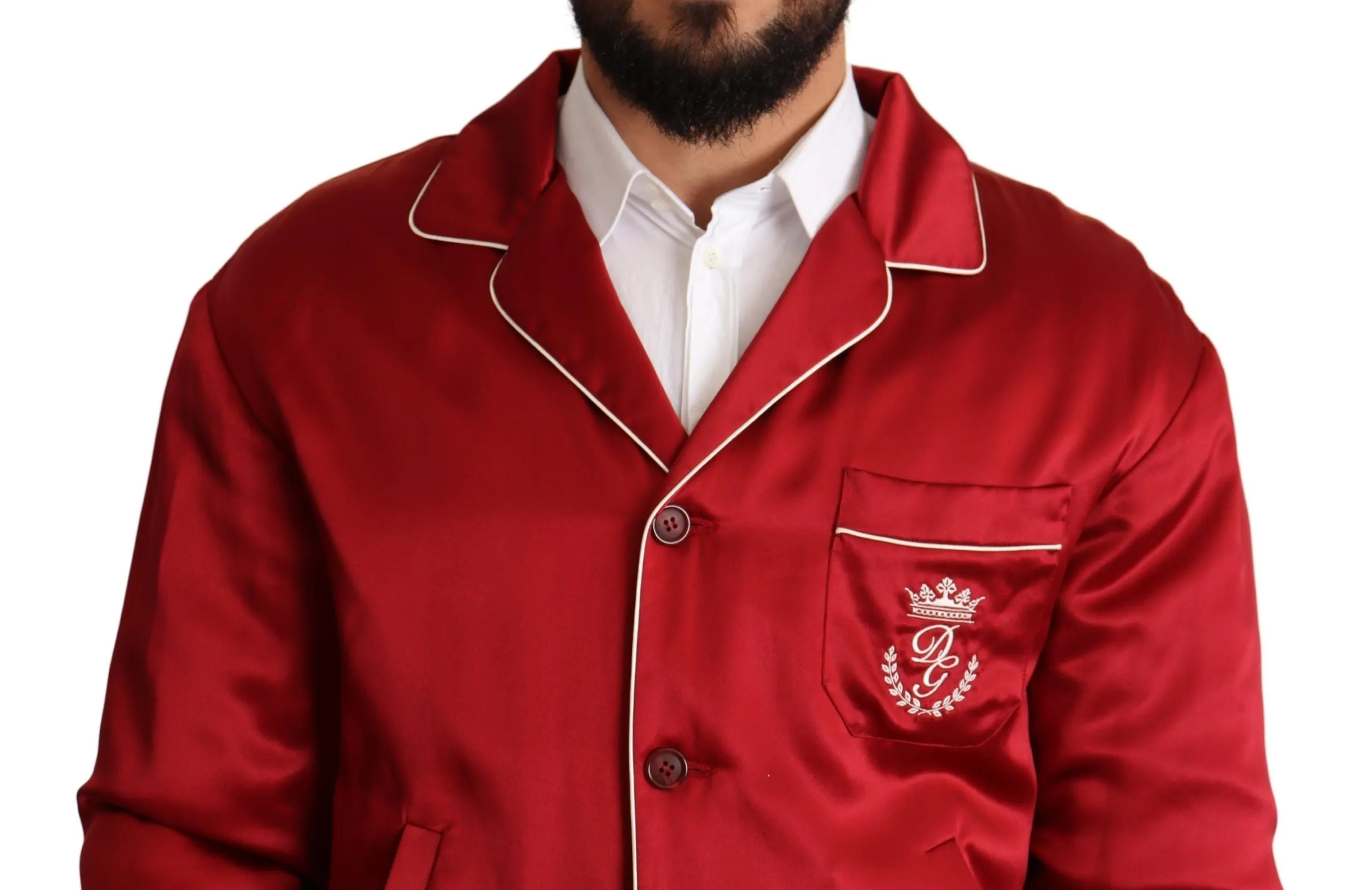 Sumptuous Silk Red Bomber Jacket sold by Louxly product image thumbnail 4
