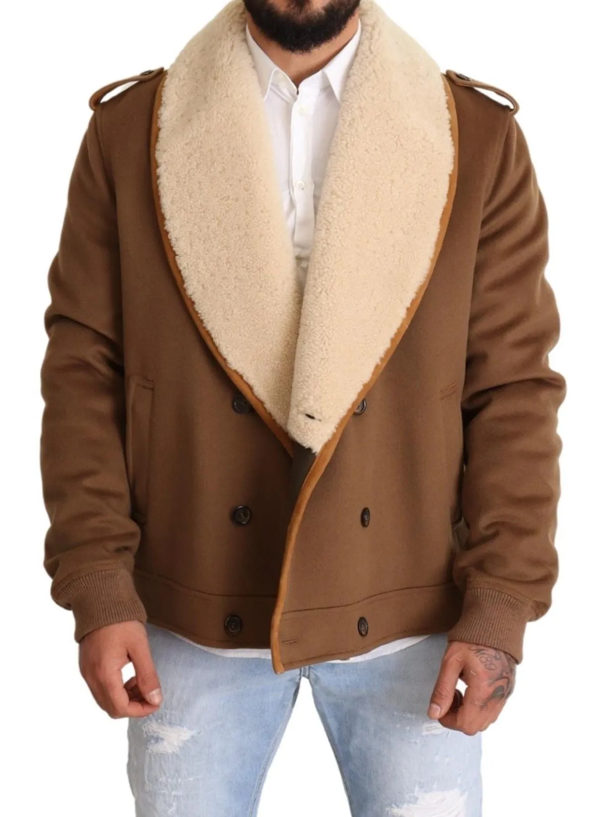 Elegant Double Breasted Shearling Jacket sold by Louxly product image thumbnail 5