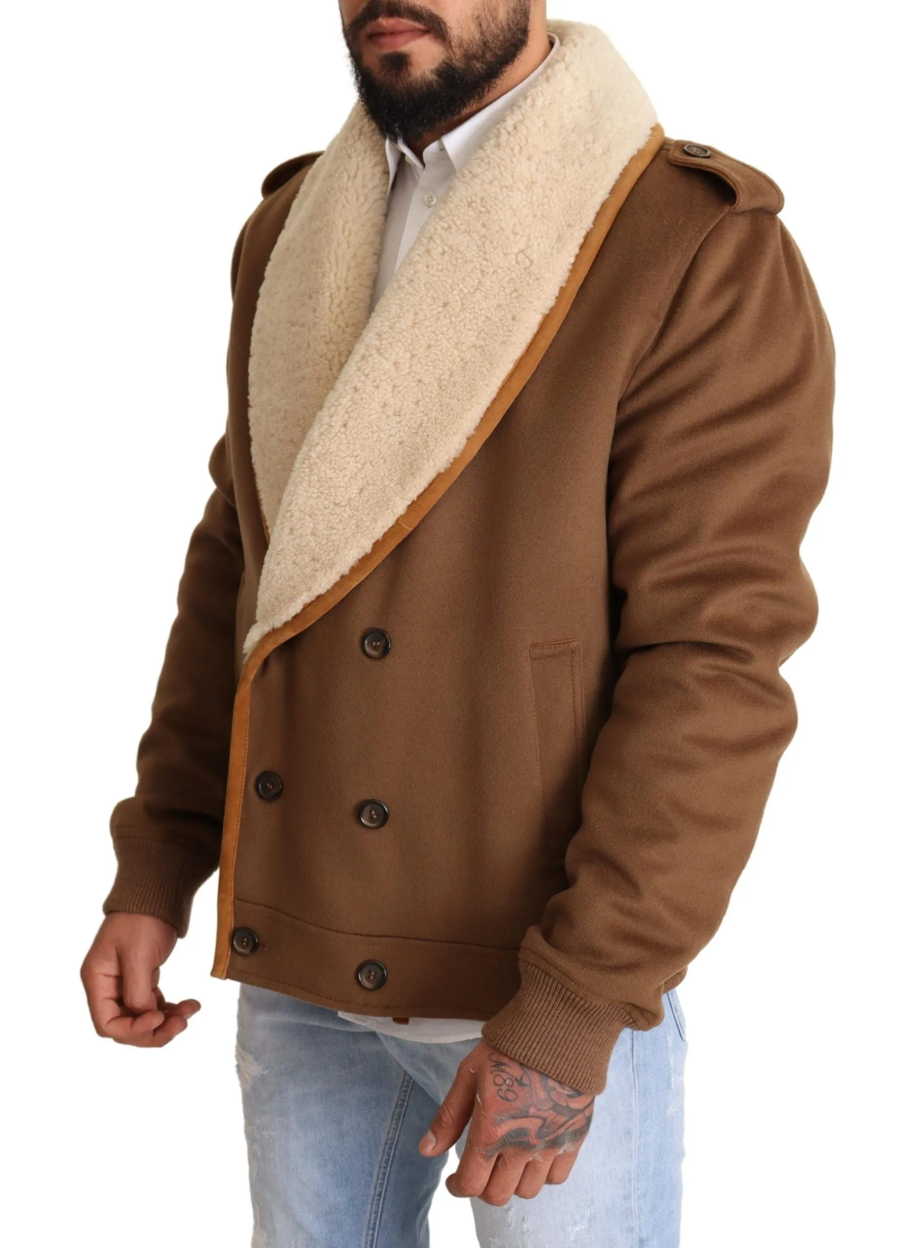 Elegant Double Breasted Shearling Jacket sold by Louxly product image thumbnail 2