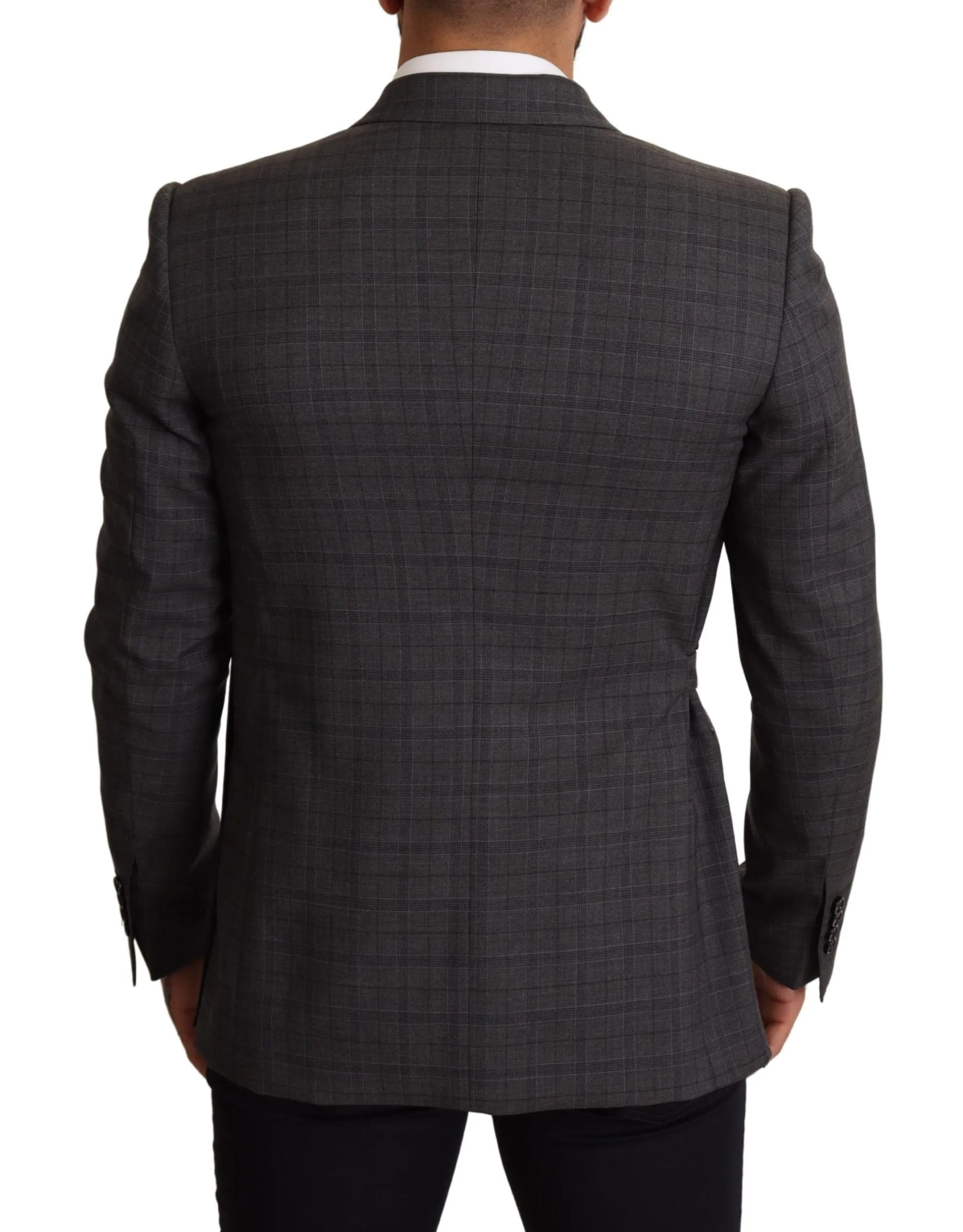 Chic Gray Check Martini Slim Fit Double-Breasted Blazer sold by Louxly product image thumbnail 3