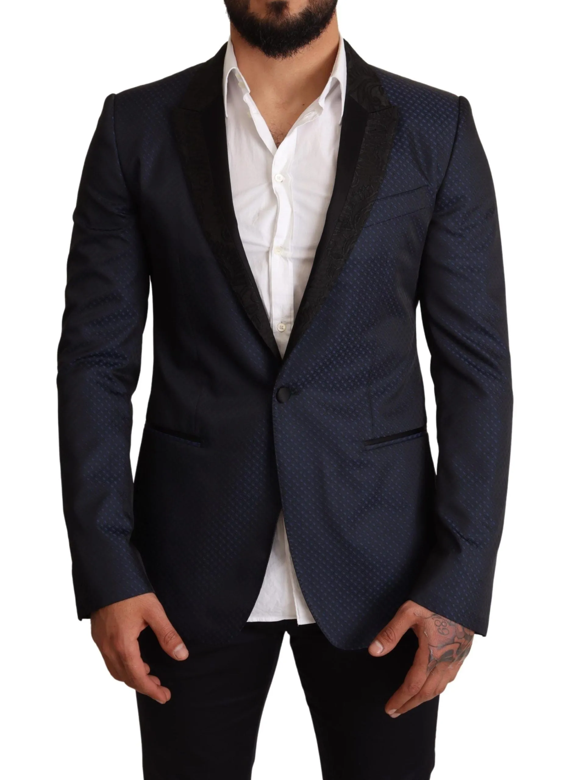 Elegant Blue Slim Fit Martini Blazer sold by Louxly