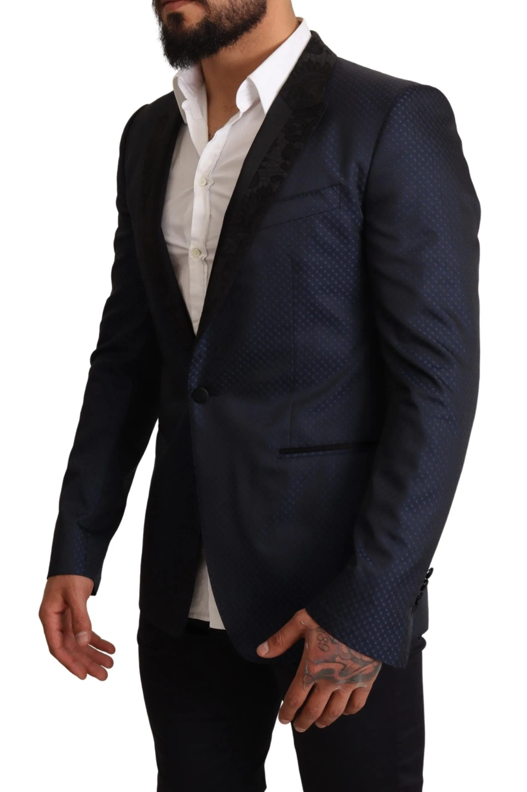 Elegant Blue Slim Fit Martini Blazer sold by Louxly product image thumbnail 2