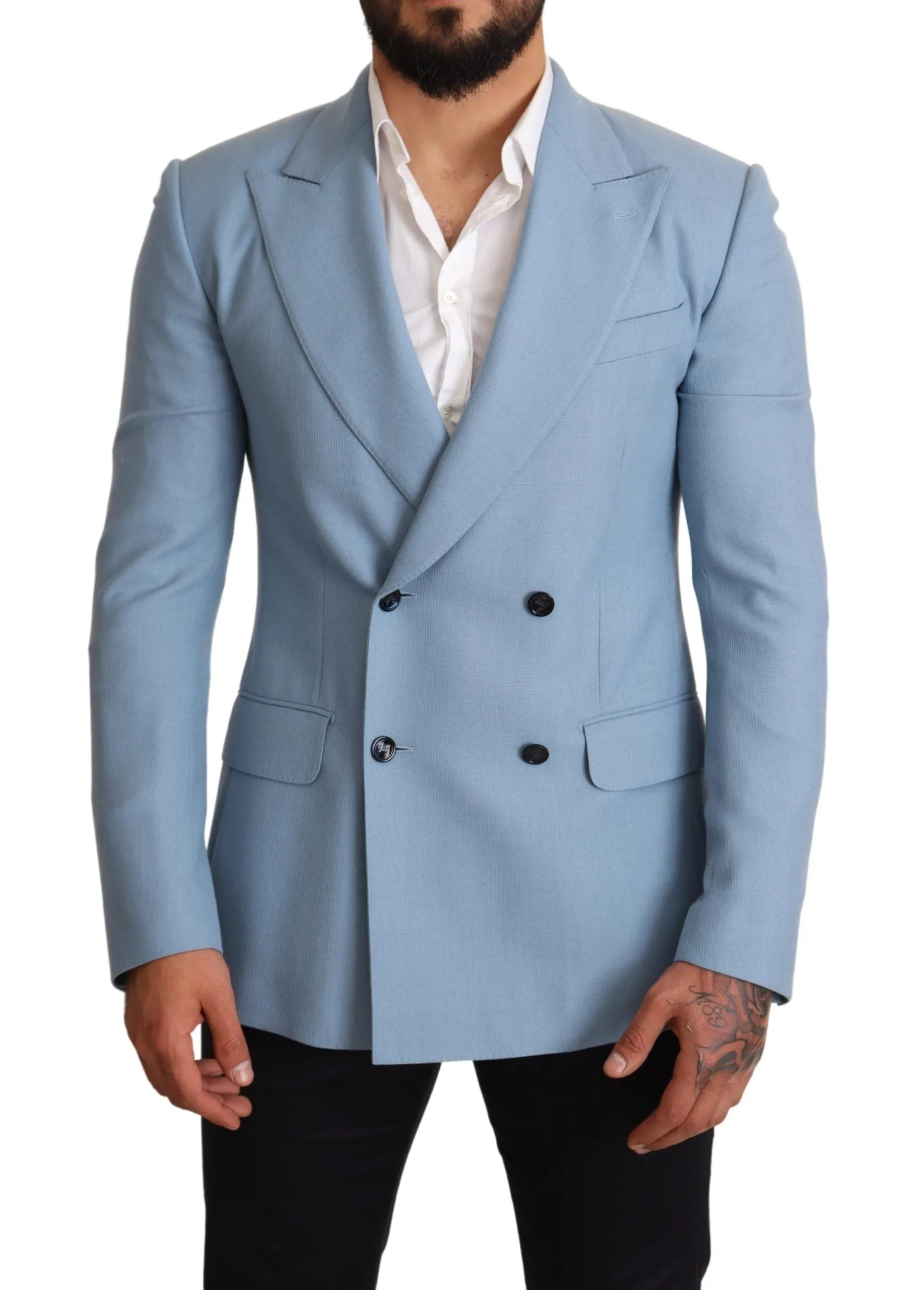 Elegant Blue Cashmere-Silk Men's Blazer sold by Louxly