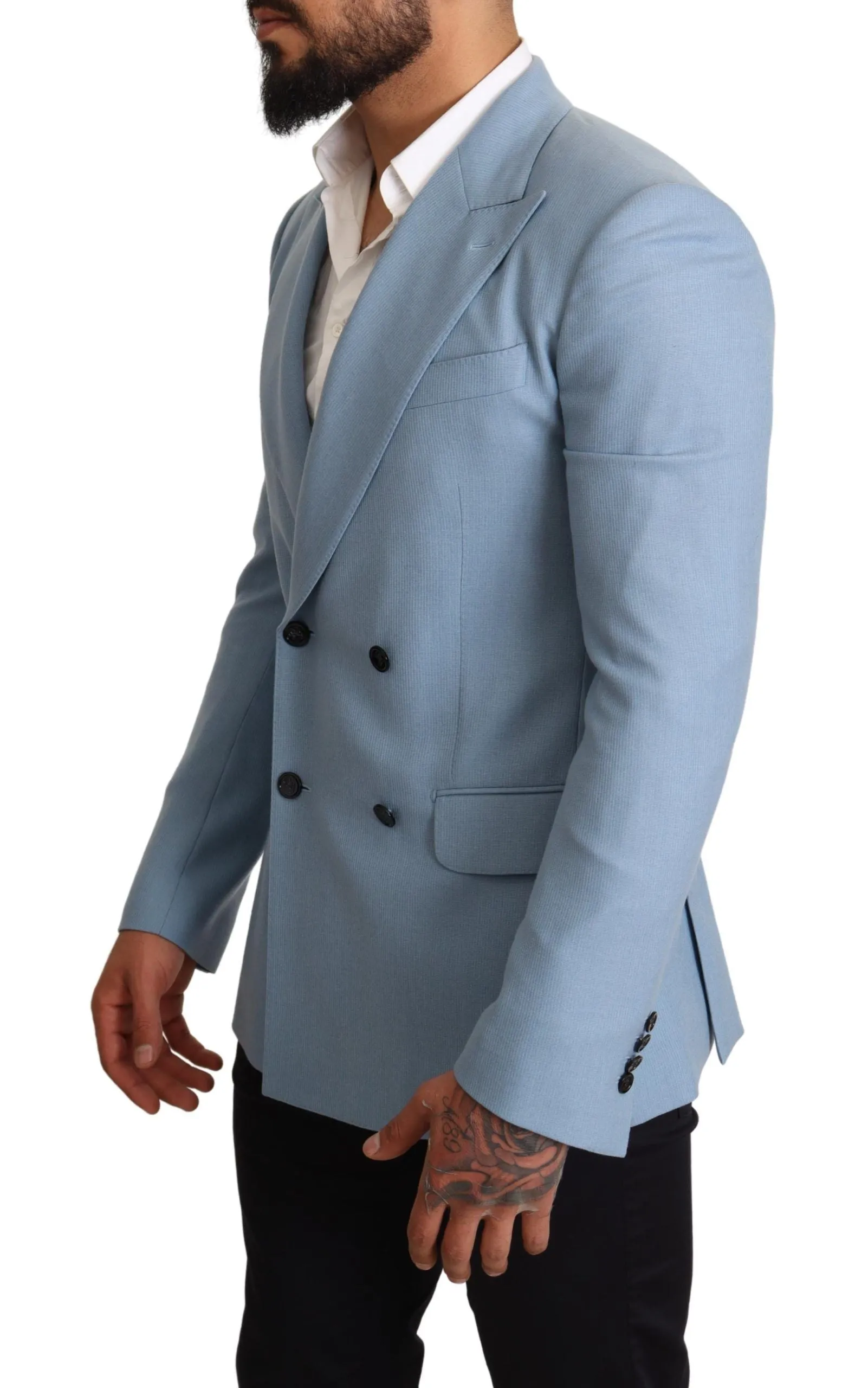 Elegant Blue Cashmere-Silk Men's Blazer sold by Louxly product image thumbnail 2